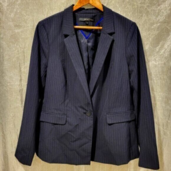 Blazer Sz 12 Blue Pinstripe Willow & Thread Women’s - Picture 1 of 10